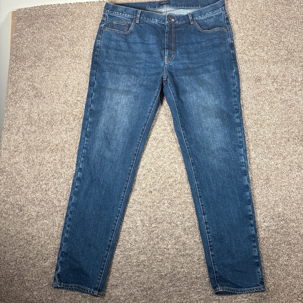 Proper‎ Cloth Mens Japanese 12oz Medium Wash Indigo Stretch Denim Jeans 38x32